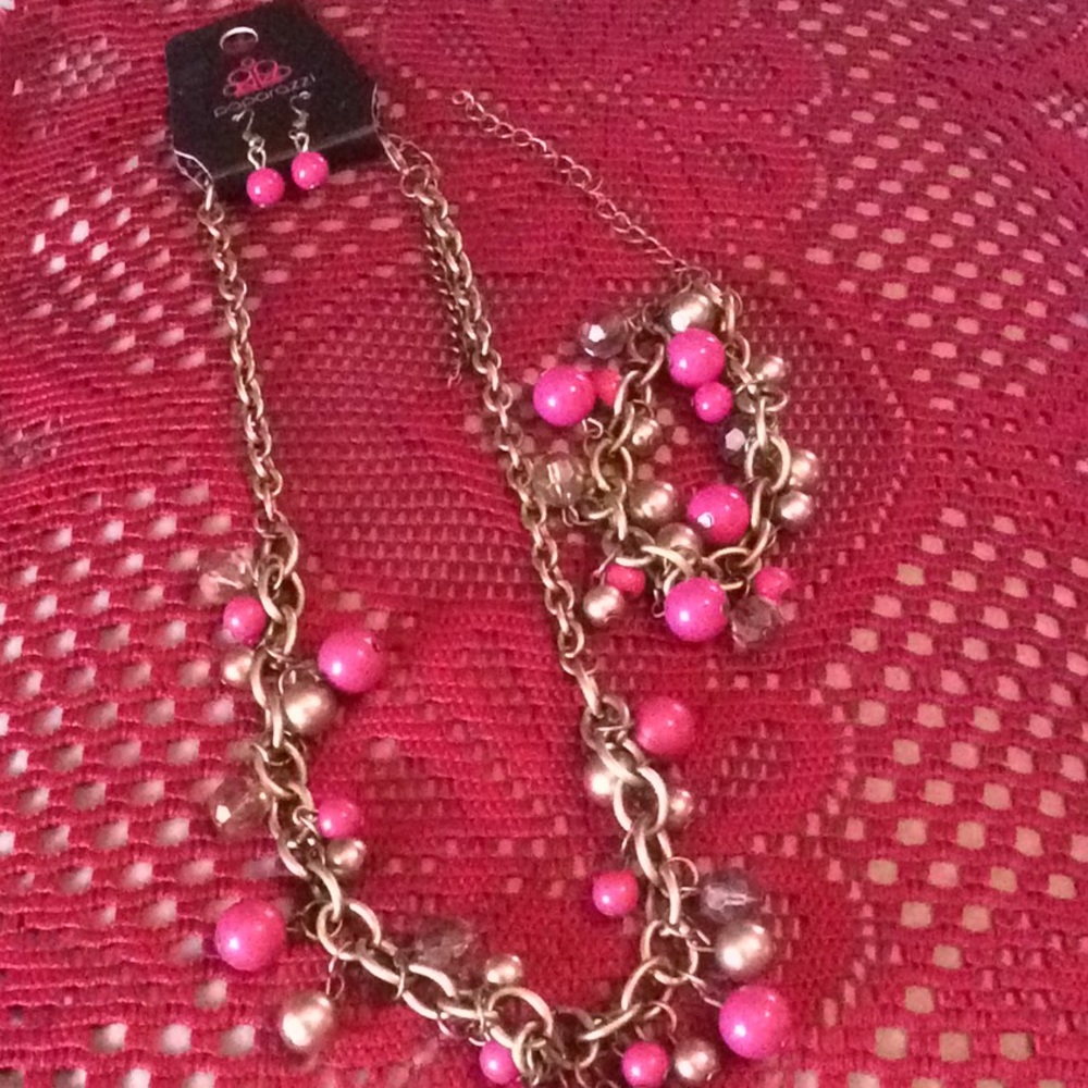 3 Pc. Paparazzi Bracelet,,,Necklace & Earring Set